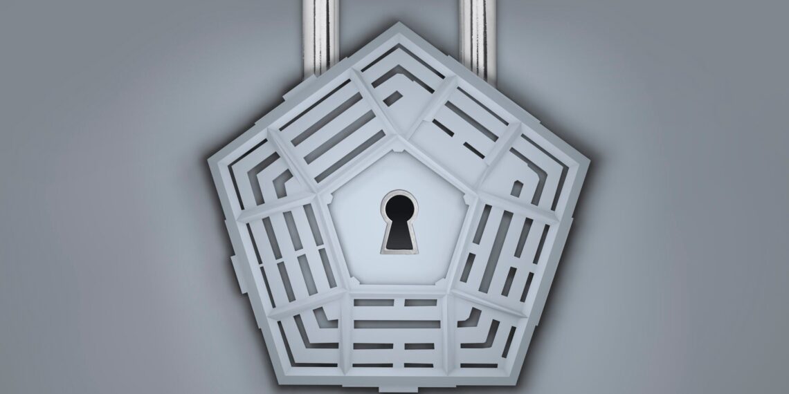 Pentagon Padlock Security Defense Concept Illustration