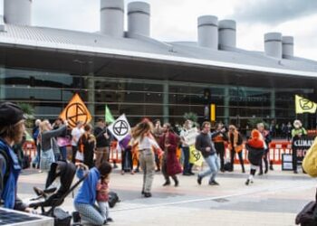 Climate protesters rally during the Australian Petroleum Production & Exploration Association in Adelaide on 18 May.