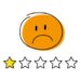 bad review unhappy Rating icon – one star. Happy orange coloured stickman. Vector.