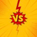 Versus VS letters fight backgrounds in flat comics style design with halftone, lightning. Vector