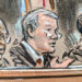 Man speaking into microphone on the bench