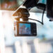 Car video camera attached to the windshield to record driving and prevent danger from driving
