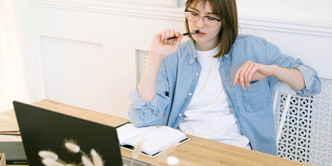 woman working in home office
