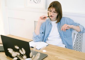 woman working in home office