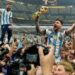 Argentina’s Lionel Messi celebrates with the World Cup