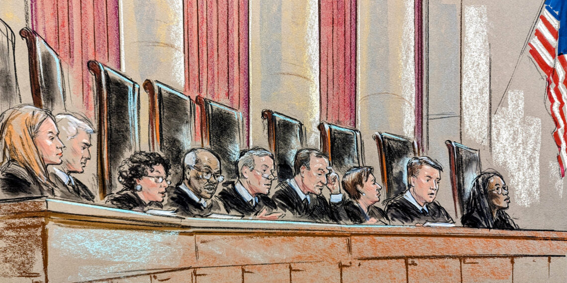 All nine justices sitting on the bench