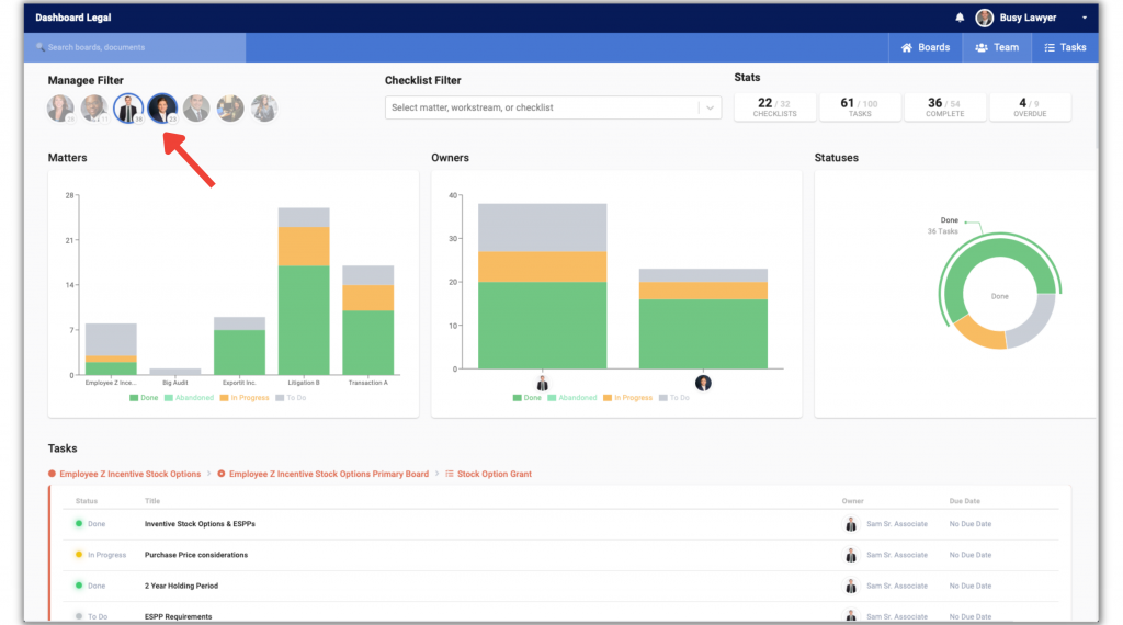 New Dashboard Legal Feature Gives Law Firm Partners A Snapshot View Of All Activity Across Matters and Associates