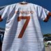 A counterfeit Al Nassr football shirt, with Ronaldo on the back