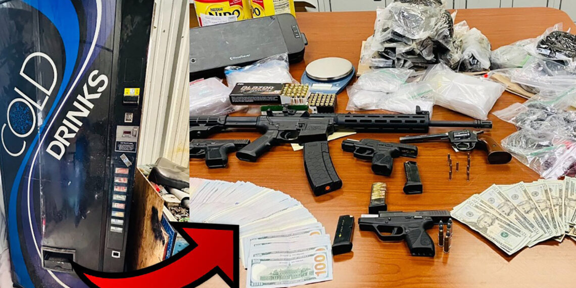 “A lot more than Coke in that soda machine”: LAPD K-9 uncovers stash of drugs and assault rifle hidden in vending machine in downtown L.A.