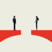 Man and woman on either side of a gap