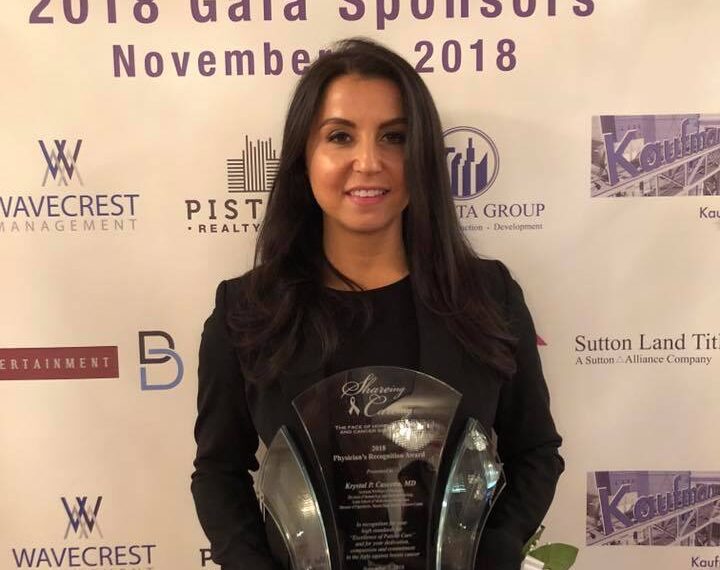 Cascetta accepting the Physician’s Recognition Award at the 2018 SHAREing and CAREing Gala.