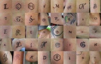 Tattoos of the first 50 letters of the Universal Declaration of Human Rights