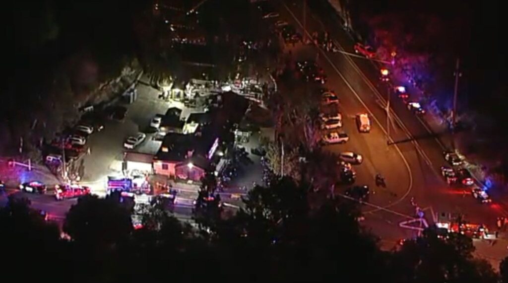 A massive law enforcement presence responded to Cook's Corner, a well-known biker bar and grill.