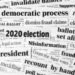 Newspaper headlines of 2020 United States of America presidential election. Concept of misinformation, voter and ballot fraud claims and the democratic process