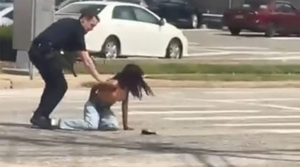 woman being arrested on Long Island