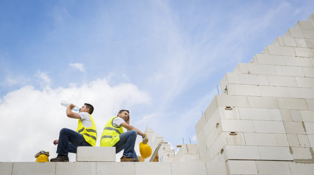 Construction Contractors building a big new home