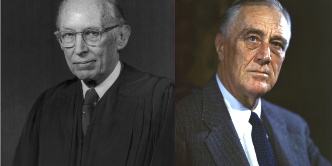 Portraits of Justice Lewis Powell and President Franklin Roosevelt