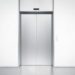 Blank silver closed elevator in office floor interior mock up