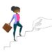 create your own path ladder diverse woman Young business woman climbing the career ladder