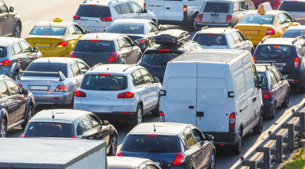 Gridlock traffic on the freeway