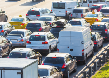 Gridlock traffic on the freeway