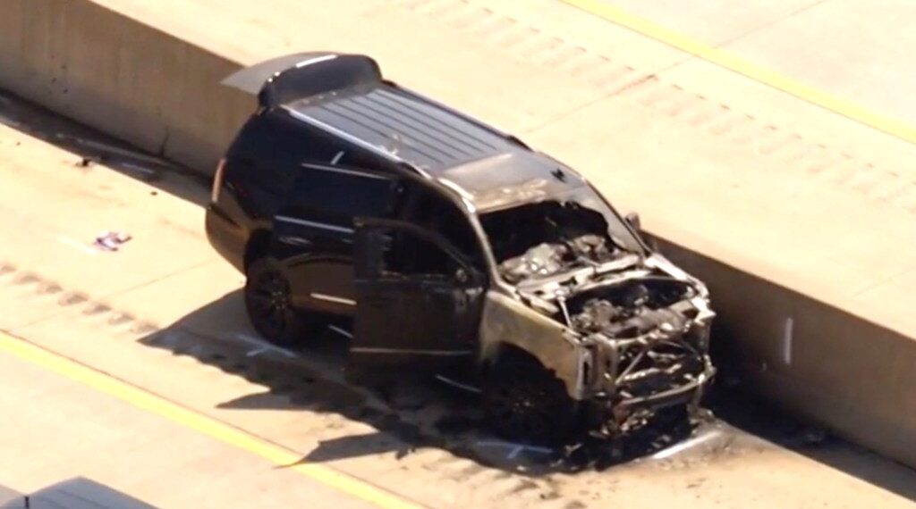 Nathaniel Huey's burned car.