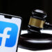 Facebook on computer and gavel