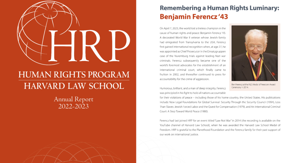 2022-2023 HRP Annual Report cover page - an orange background with the HRP logo in white.