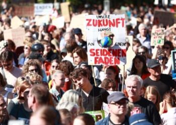 Climate activists at a Fridays for Future demonstration last month at the, Brandenburg Gate, Berlin, Germany.