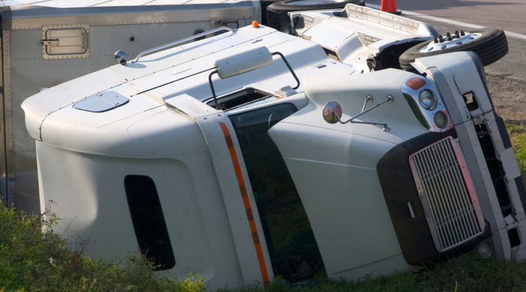 Big Rig Truck Layed down.