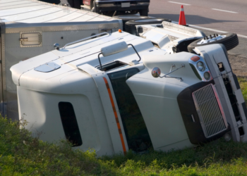 Big Rig Truck Layed down.