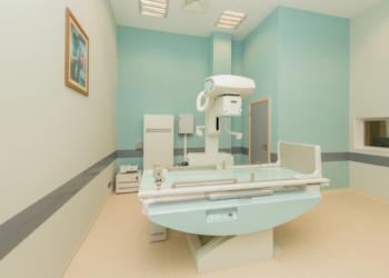 A medical room with an imaging machine.