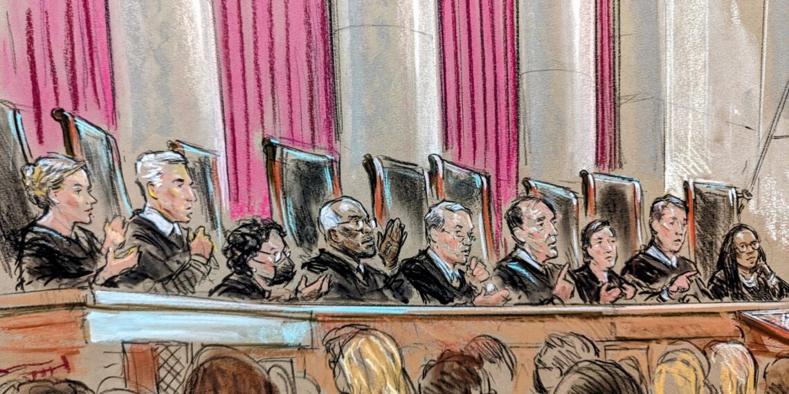 All nine justices on the bench