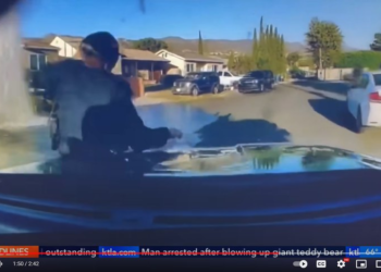LAPD cruiser that was pursuing stolen pickup hits an officer on foot