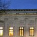 Windows in the supreme court building at night