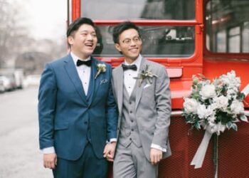 The London wedding of Edgar Ng, left, and Henry Li.