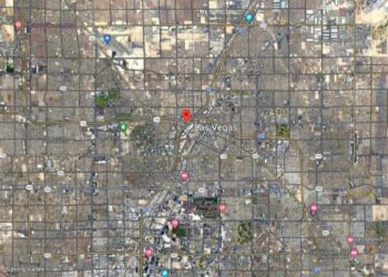 Google Maps image of I-15 near the Spaghetti Bowl in Las Vegas