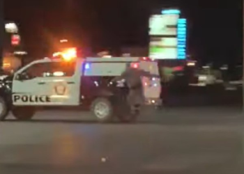 Naked man fights LVMPD officer, steals cruiser