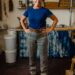 Justine Aldersey-Williams models her jeans Credit: Raw Photography