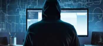 a hacker sitting at a computer screen - probably up to no good