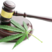 gavel and marijuana leaf
