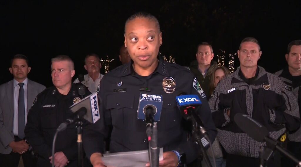 Austin Police Department's Interim Chief of Police Robin Henderson speaks at a press conference Wednesday morning following the suspect's arrest.