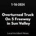 january 16, 2024 an overturned truck on 5 freeway in sun valley california delayed traffic