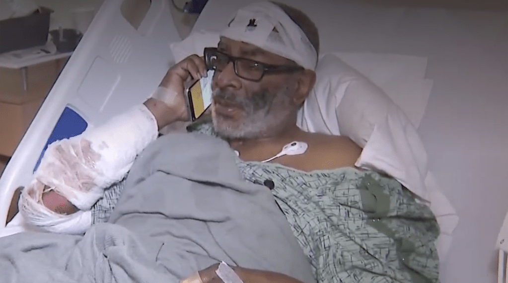 Cordell Patrick from the hospital after car crash.