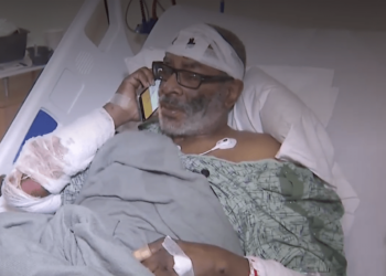 Cordell Patrick from the hospital after car crash.
