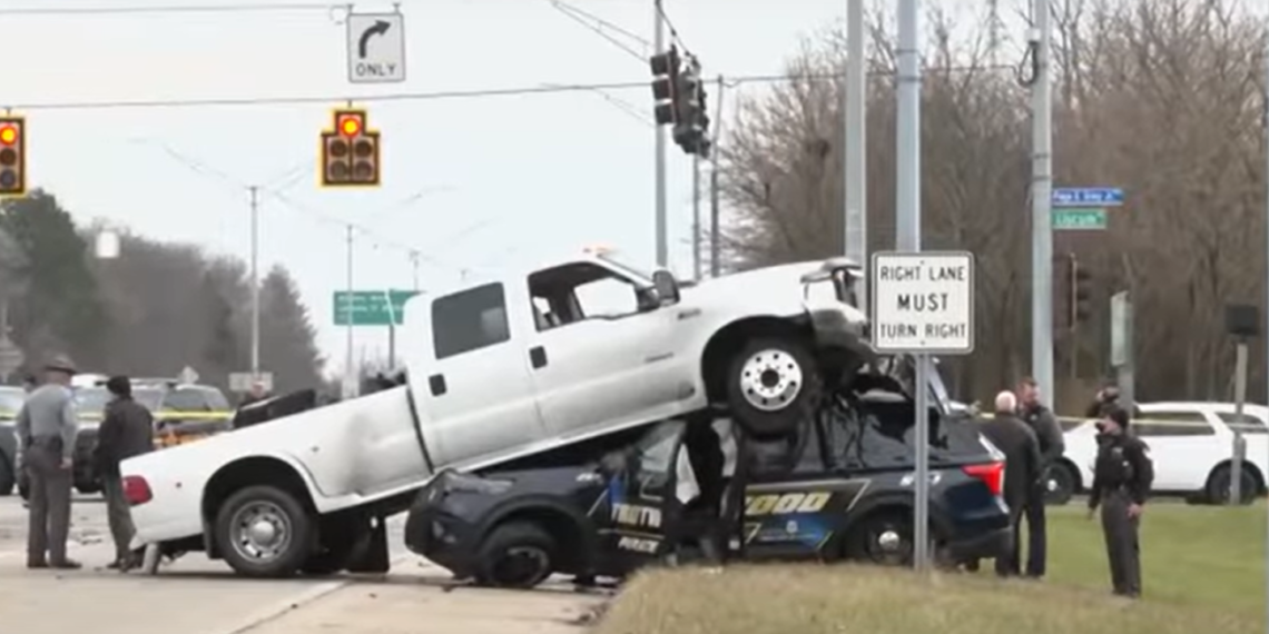 Ohio officer hospitalized after suspect's vehicle lands on top of cruiser during pursuit