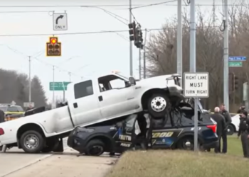 Ohio officer hospitalized after suspect's vehicle lands on top of cruiser during pursuit
