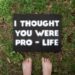 abortion pro life texas POV protest sign laying in the grass