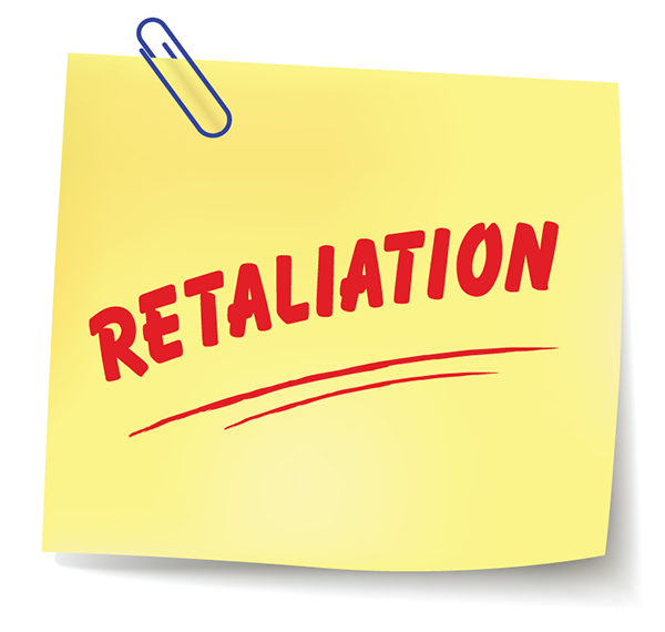 Post-it note with the word retaliation written on it