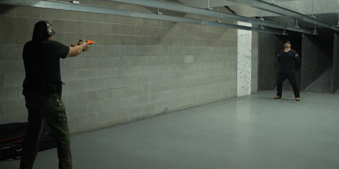 CEO takes shot to demonstrate less lethal device